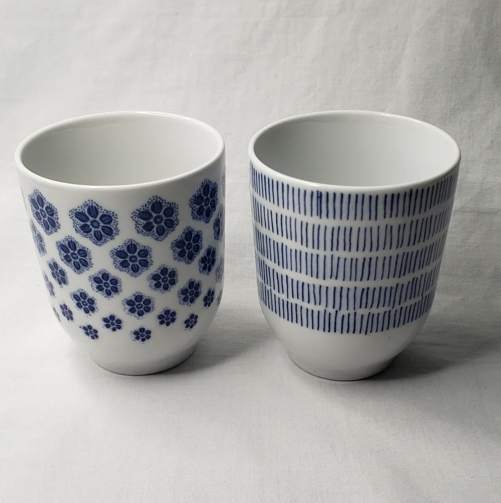 IKEA 365 New Cork Coasters + Blue Patterned Mugs Set